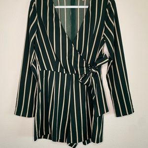 Green striped romper